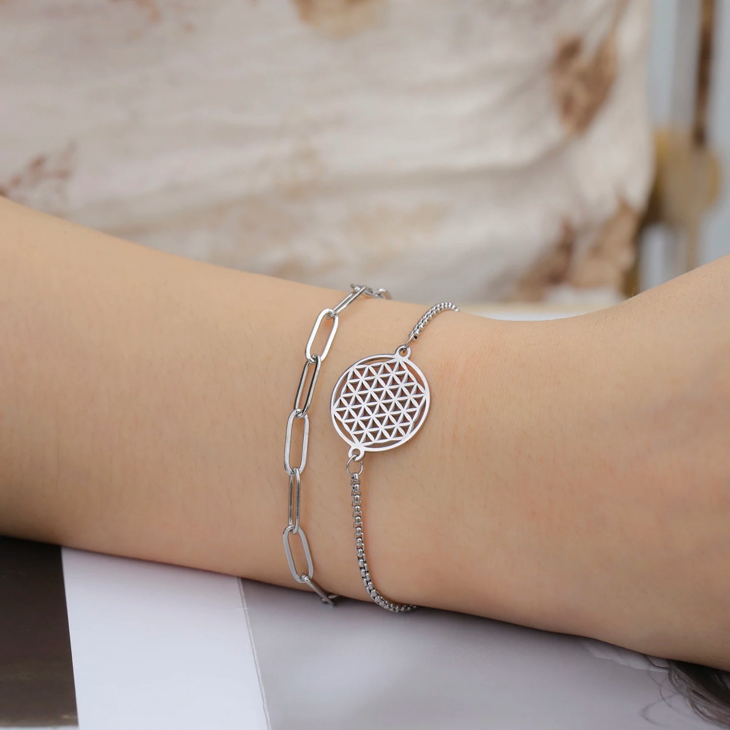 Bracelet Fleur de Vie double chaîne – Elésia