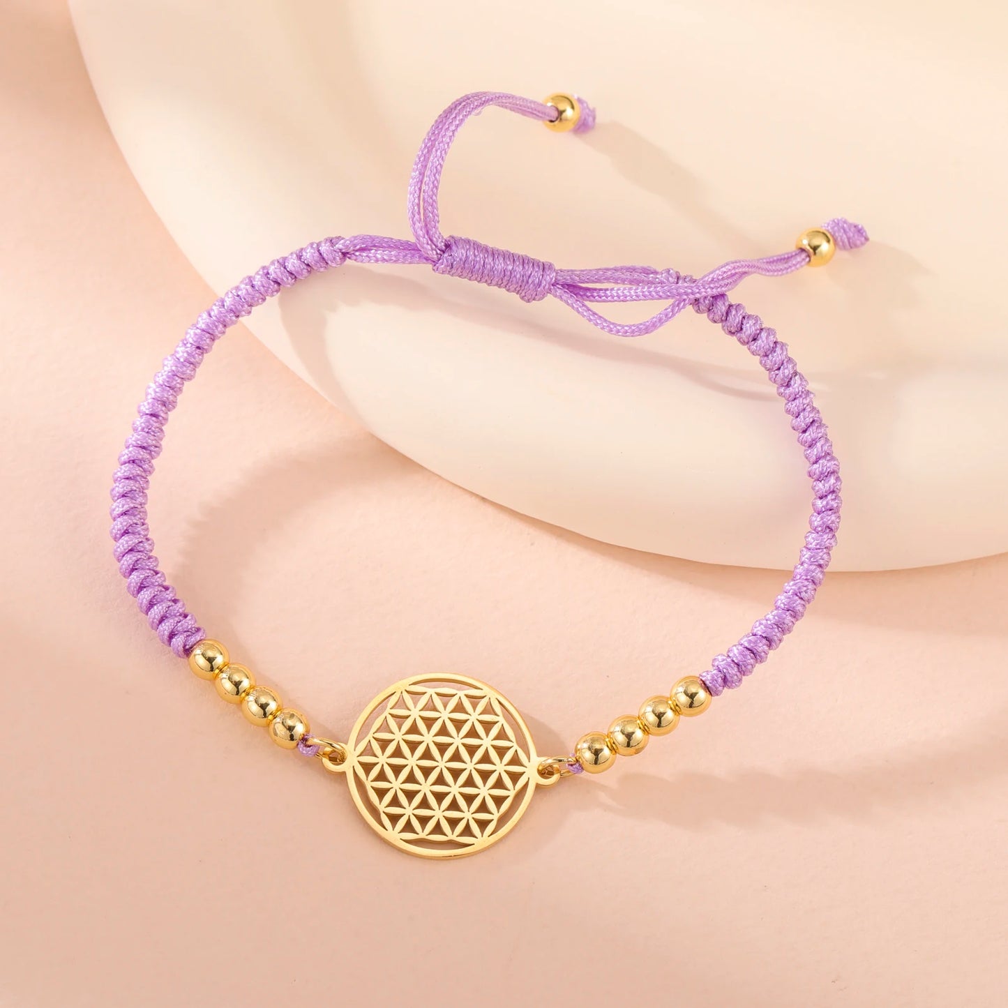 Bracelet Fleur de Vie en corde tressée – Harmonia Sacrée