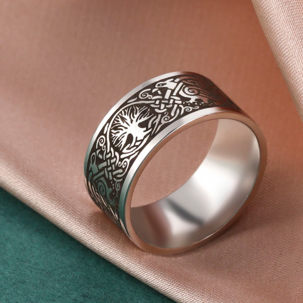 Bague Yggdrasil et corbeaux