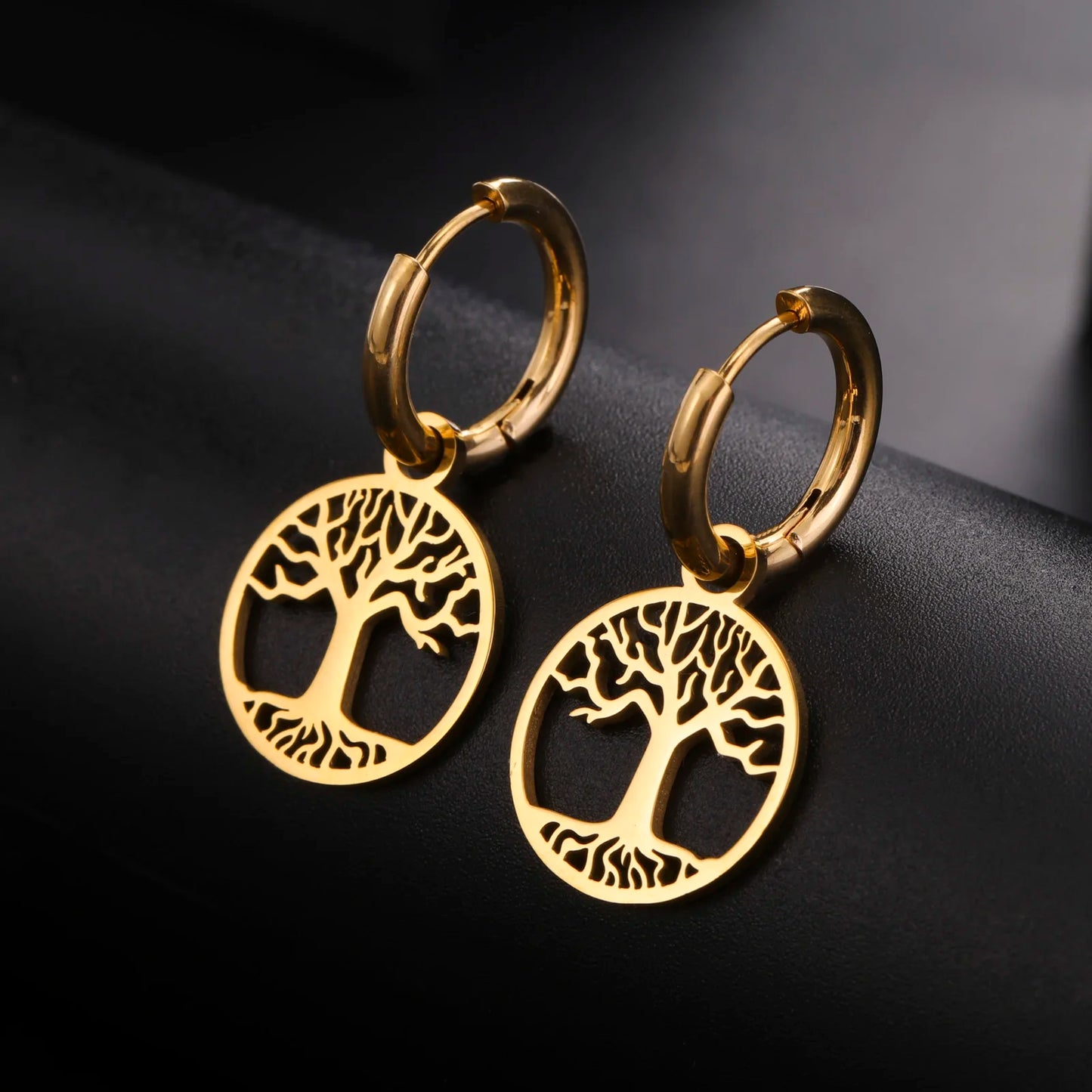 Boucle d'oreille arbre de vie or