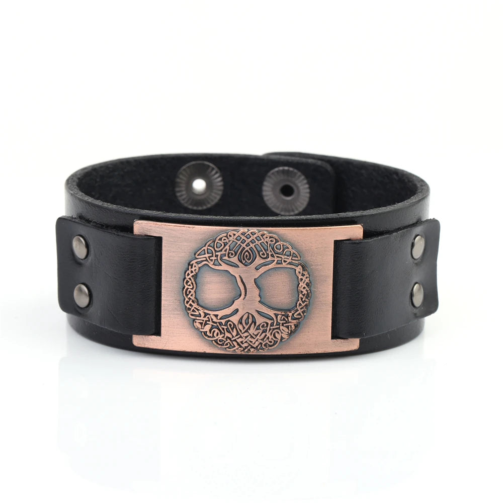 Bracelets cuir noir bronze