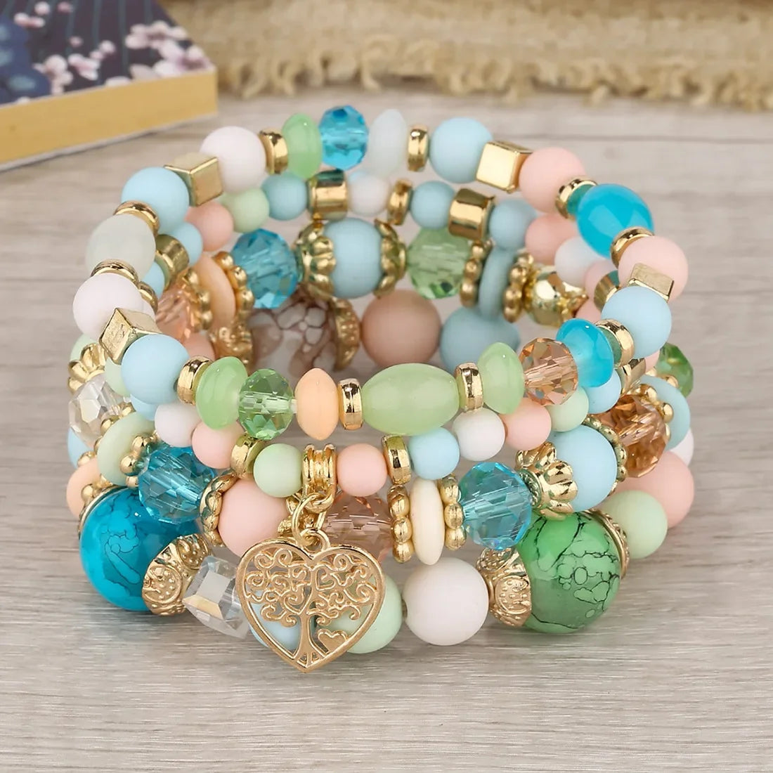 Bracelets perle vert bleu