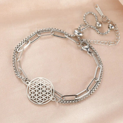 Double chaine argent fleur de vie