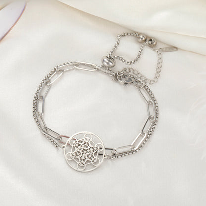 Double chaine argent fleur éternelle 