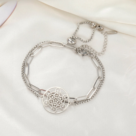 Double chaine argent fleur éternelle 