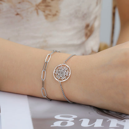 Porte Double chaine argent fleur éternelle 