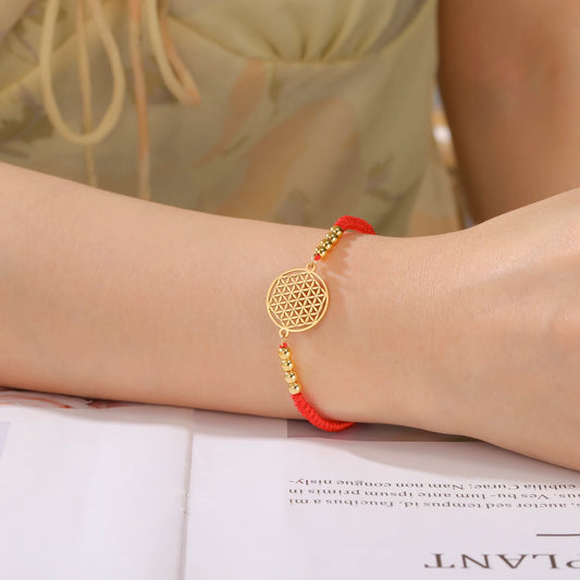 Bracelet Fleur de Vie en corde tressée – Harmonia Sacrée