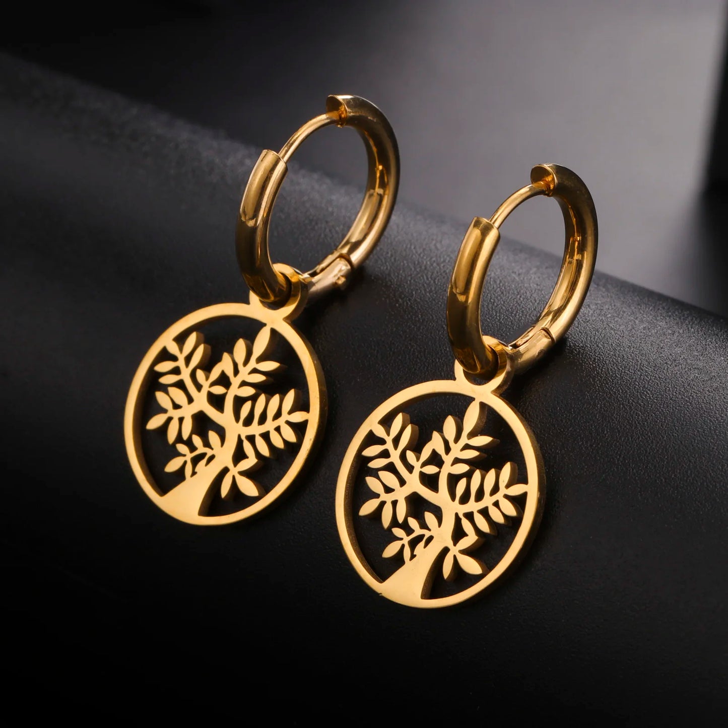 Boucles rondes Arbre de Vie feuillu