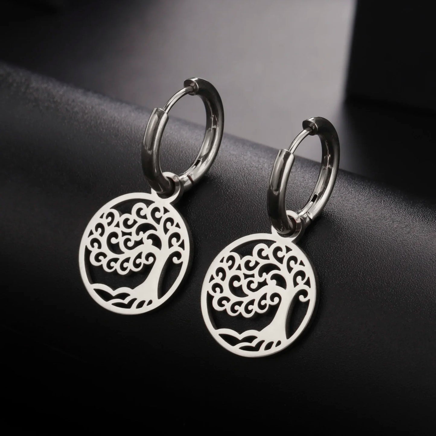 Boucles d'oreilles ronde feuilles spiralées