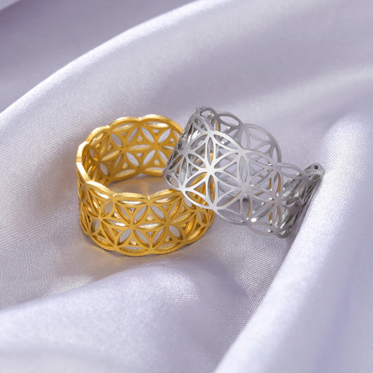 Bague ajustable - Fleur de vie