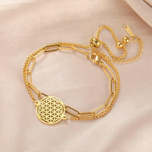 Bracelet Fleur de Vie double chaîne – Elésia