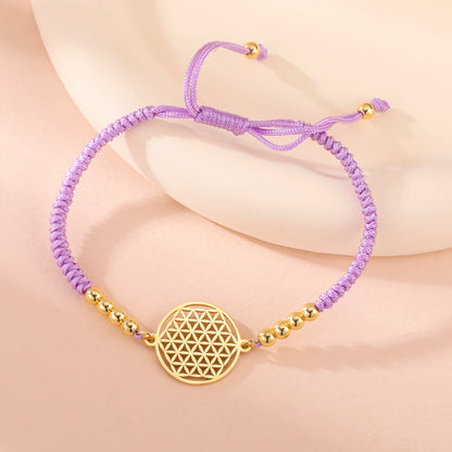 Bracelet Fleur de Vie en corde tressée – Harmonia Sacrée